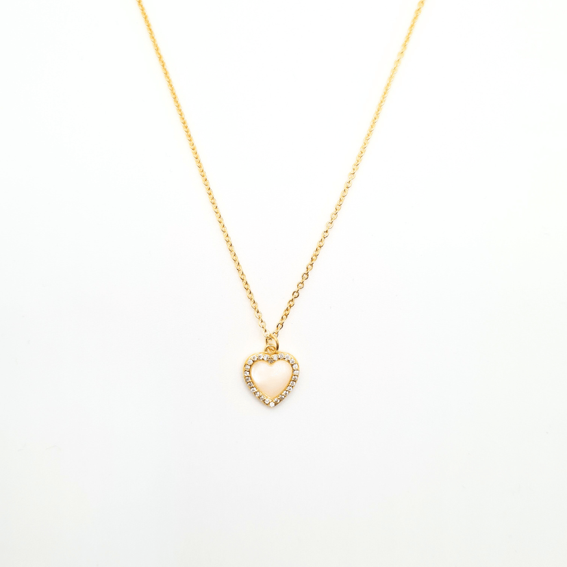 Heart Pearl Diamond Necklace