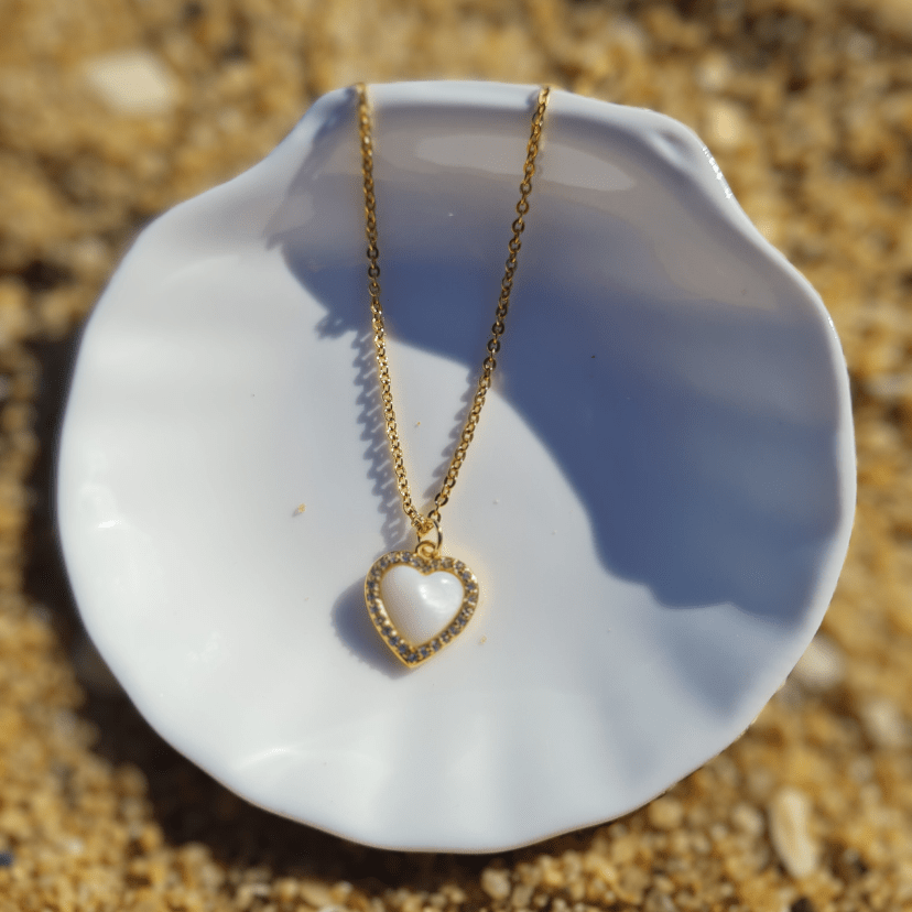 Heart Pearl Diamond Necklace